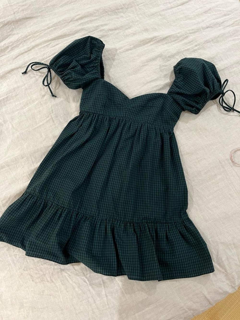 Babydoll dress, Olivaceous Jessie Berry baby doll dress, Dark Green Puff-Sleeve
